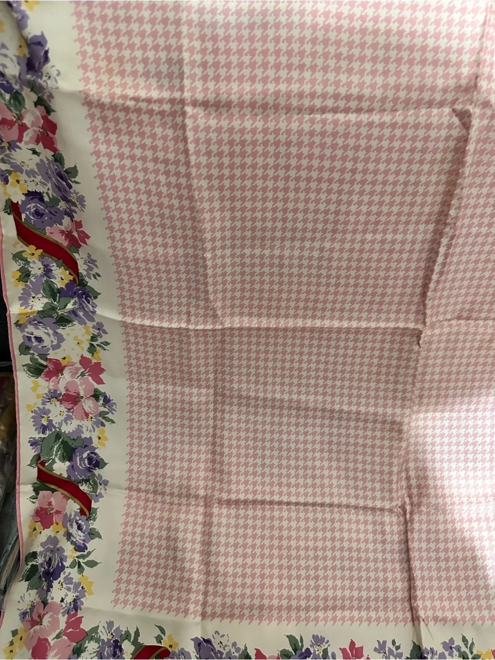 CHRISTIAN DIOR ❤️🌟 HOUNDSTOOTH FLORAL BORDER SILK SCARF ITEM # 1224180